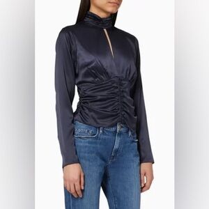 Frame Navy Blue Silk Blouse